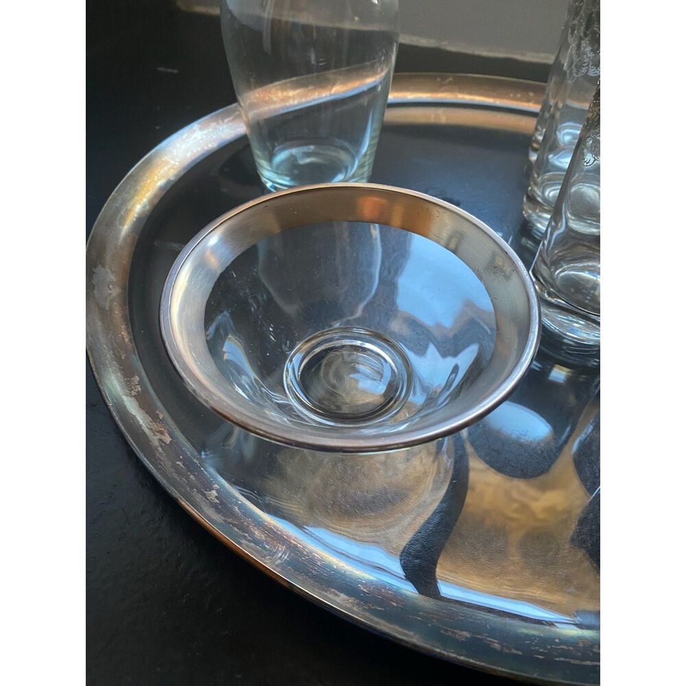 MCM Dorothy Thorpe Silver Rim 7" round Catch-All Bowl - Vintage Candy Dish - Picture 2 of 8